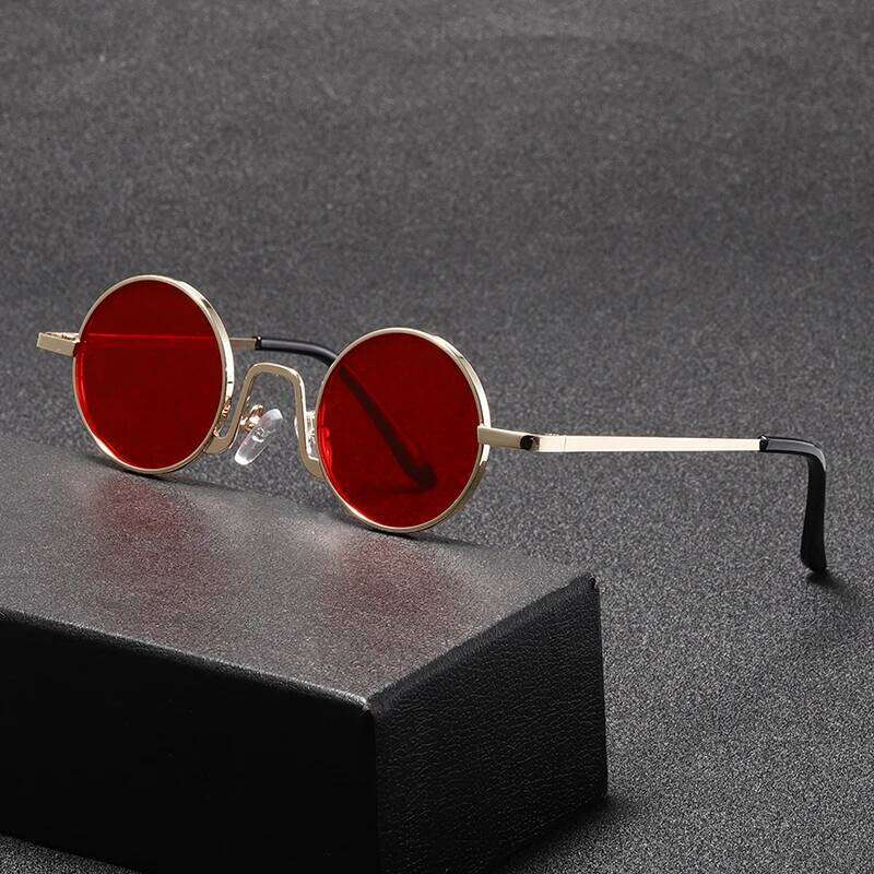 Fashion Retro Round Hippie for Women Men Trendy Punk Disco Party Glasses Circle Metal UV Protection Sunglasses 26W0224
