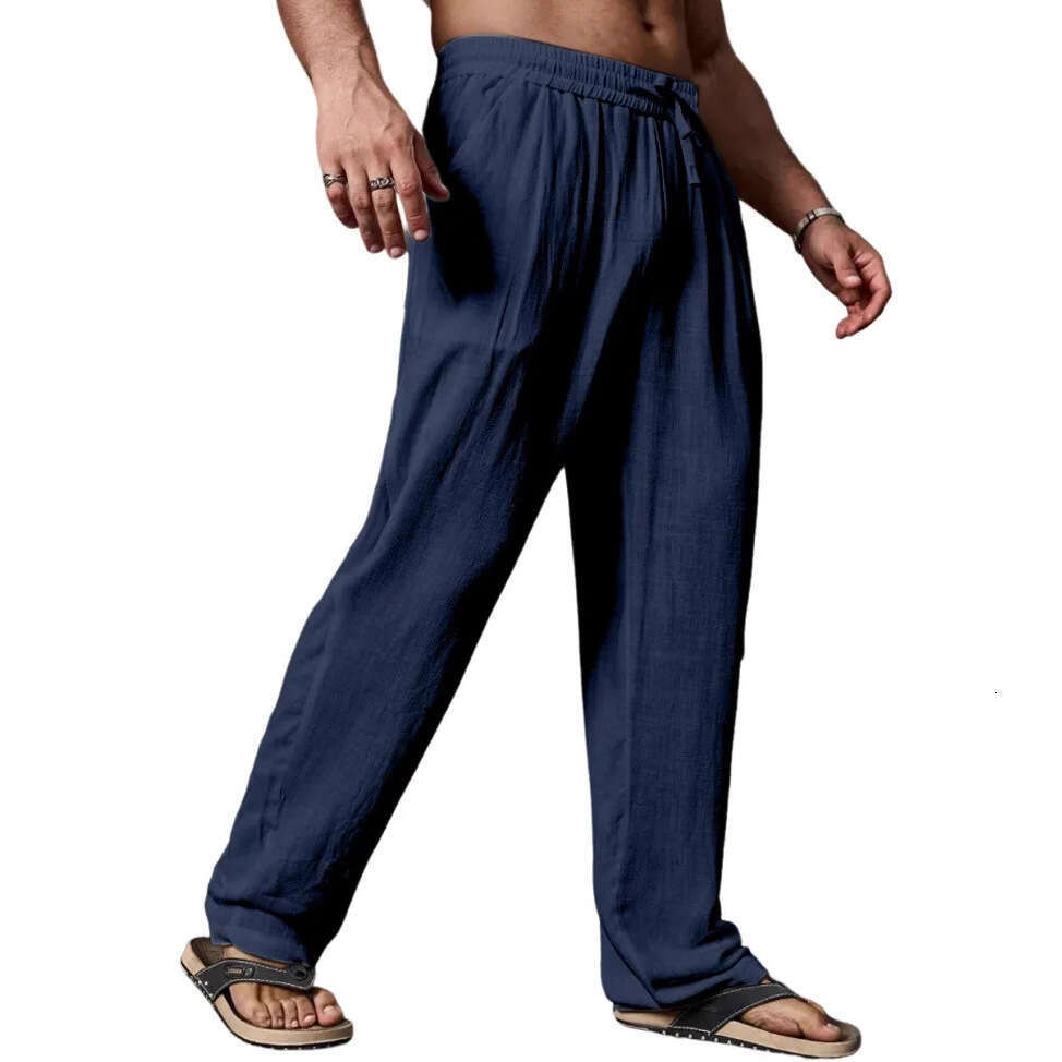 New European and American cross-border Amazon summer breathable cotton-linen men's loose casual sports straight-leg pants