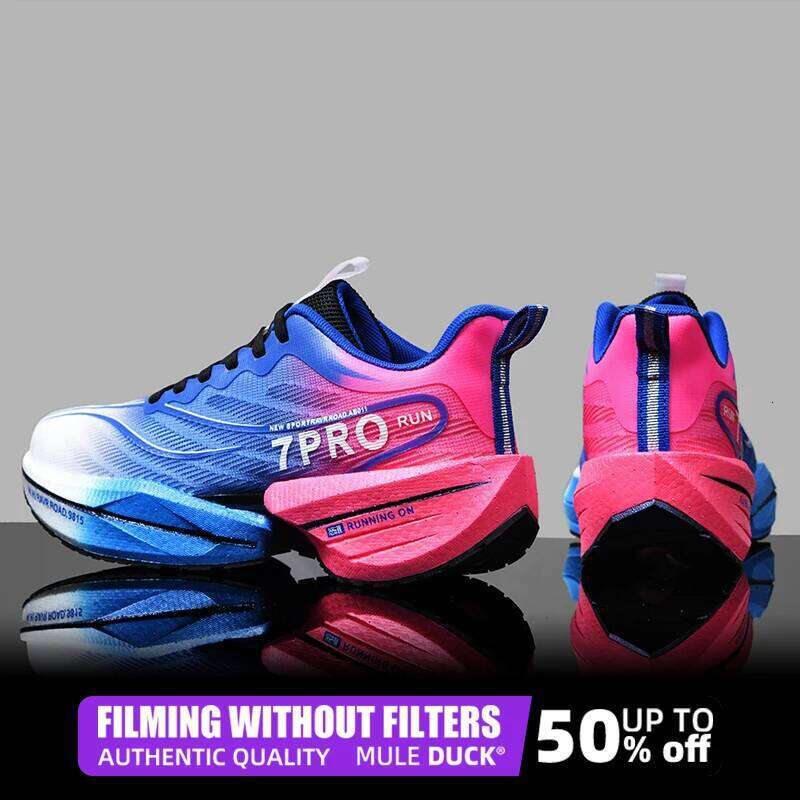 Marathon Air Cushion Carbon Plate Sports Running Shoes Men Breathable Lightweight Women Comfortable Nonskid Speciality Sneakers 26W0224