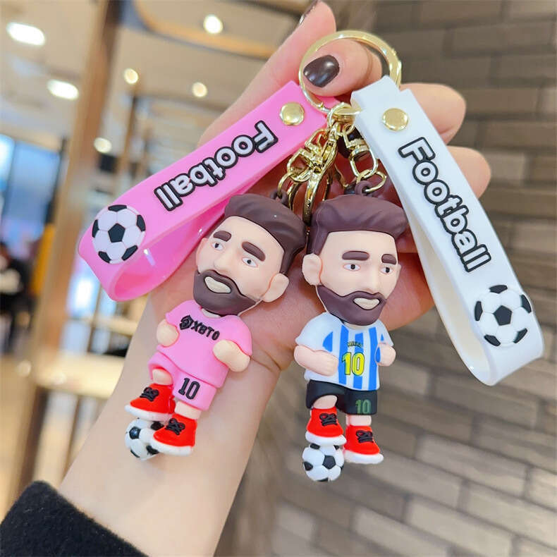 New cartoon football star Messi keychain cute bag pendant, car keychain, gift wholesale