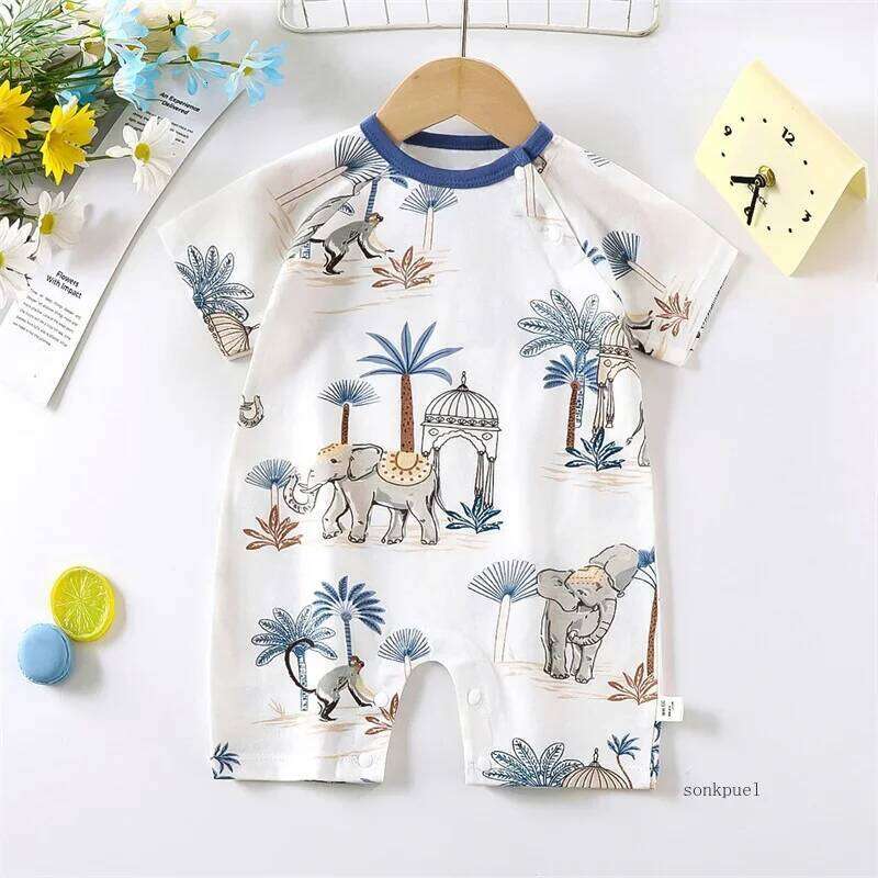 New Summer Clothing Baby Onesie Newborn Pure Cotton Short-Sleeve Lightweight Romper Jumpsuit 26Y0224