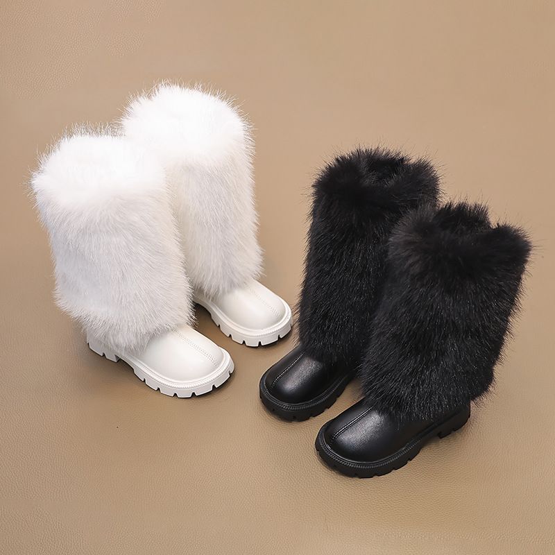 Girl Long Knee Boots for Girls Toddler Fashion Design Kids Winter Plush Long Boots Cutefeet Child Boot Size US7C-US5Y C1157