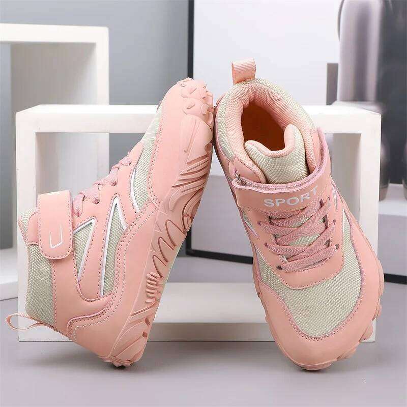 Wide-toe Kid Barefoot Boots Autumn Winter Waterproof Children Hiking Shoes Girls Boys Non-Slip Athletic Walk Trekking Sneakers 26W0224