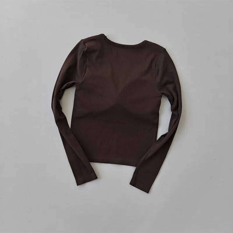Women's Slimming Long Sleeve Yoga Fitness Top U-Neck High Elastic Integrated Chest Cushion Autumn New Style 26Y0224