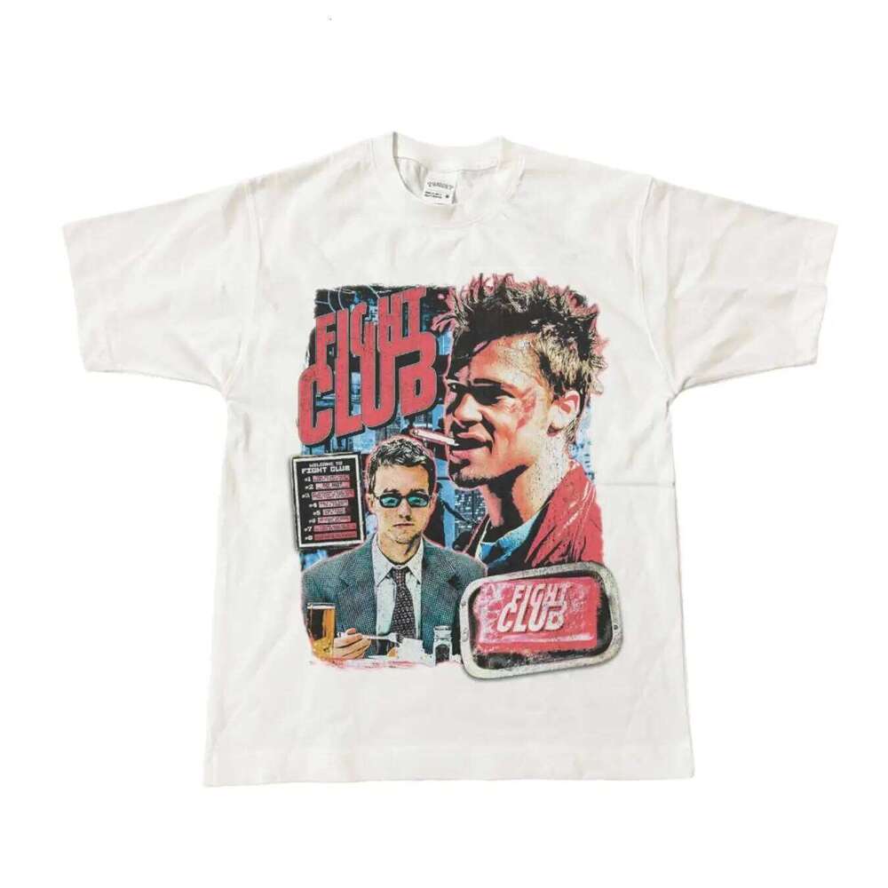 90s Fight Club Vintage T-Shirt,fanshion Y2k Hip Pop Streetwear Print Cotton Tee Casual Loose T Shirts Unisex H260224