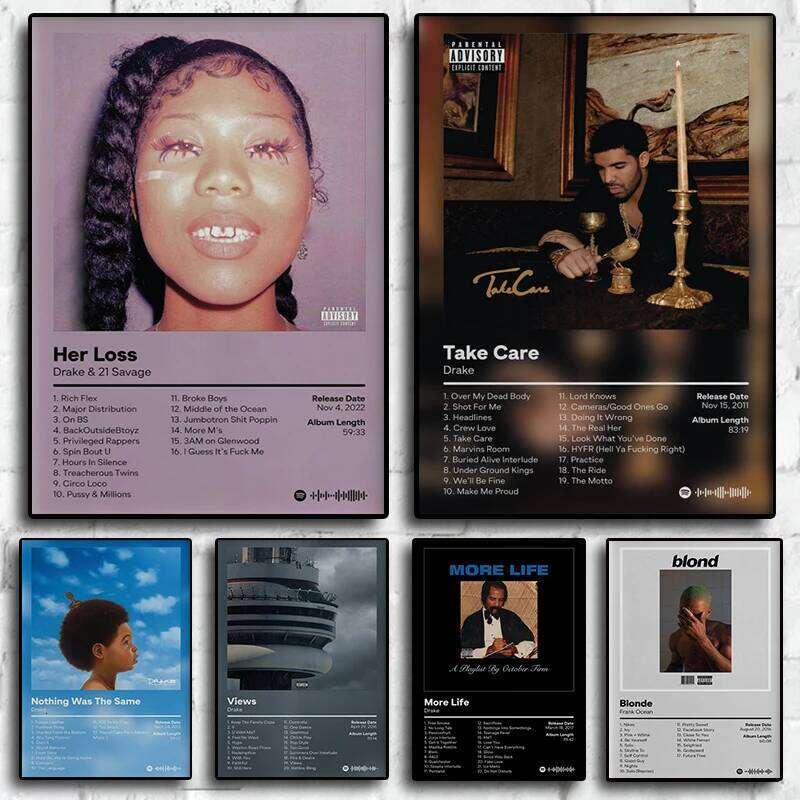 Drake Rap Music Album Cover Poster Aesthetic Rapper Hip Hop Rock Nothing Was The Same Her Loss Canvas Painting Wall Decor 26Y0224
