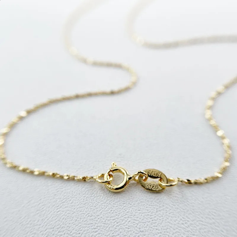 1mm Thin 925 Sterling Silver Gold Color Sky Star Link Chain Necklace For Women Girls Jewelry Collares Kolye Collier 40cm 45cm 260208