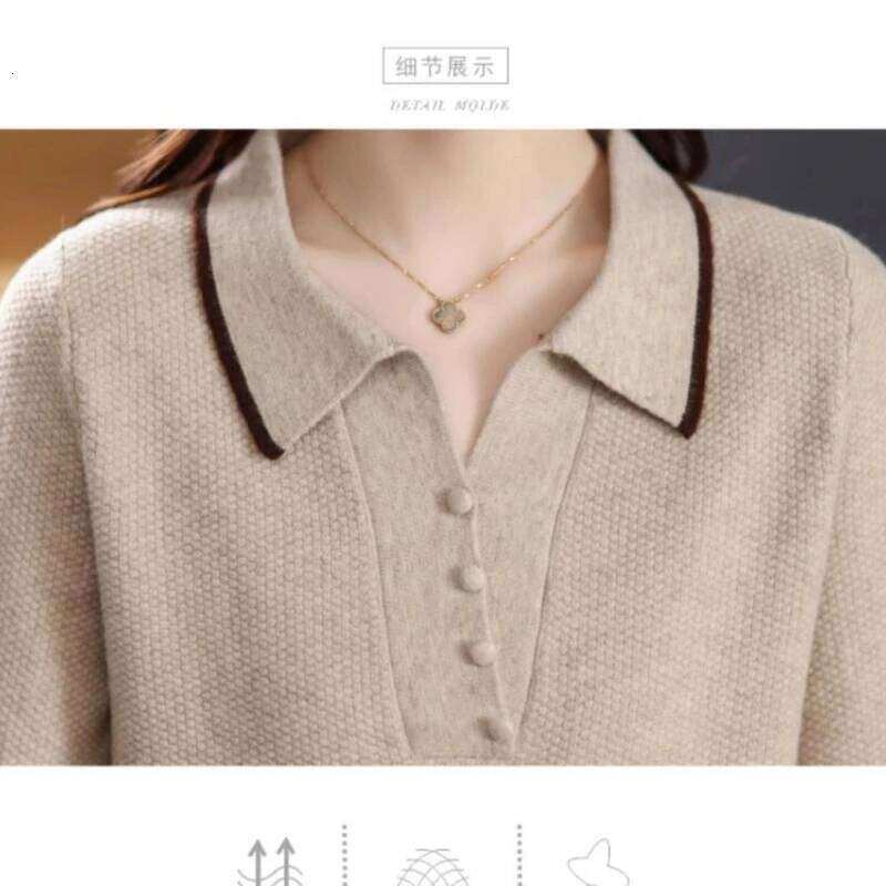 POLO Collar Knitted Top for Women's Fashionable 2025 Autumn and Winter New Style Base Versatile Sweater 26W0224