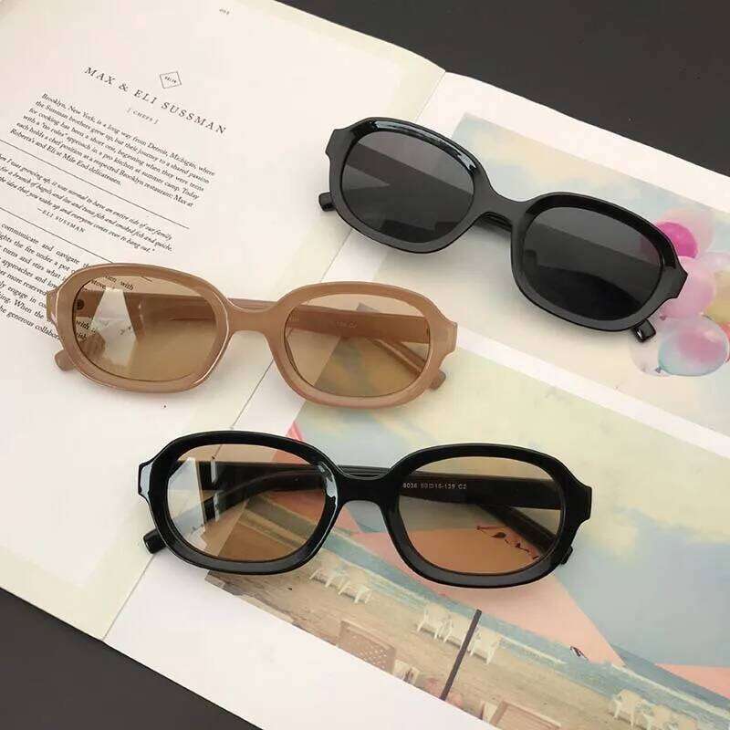 New Fashion Vintage Sunglasses Woman Brand Designer Oval Mirror Sun Glasses Female Black Frame Eyewear UV400 Gafas De Sol 26W0224