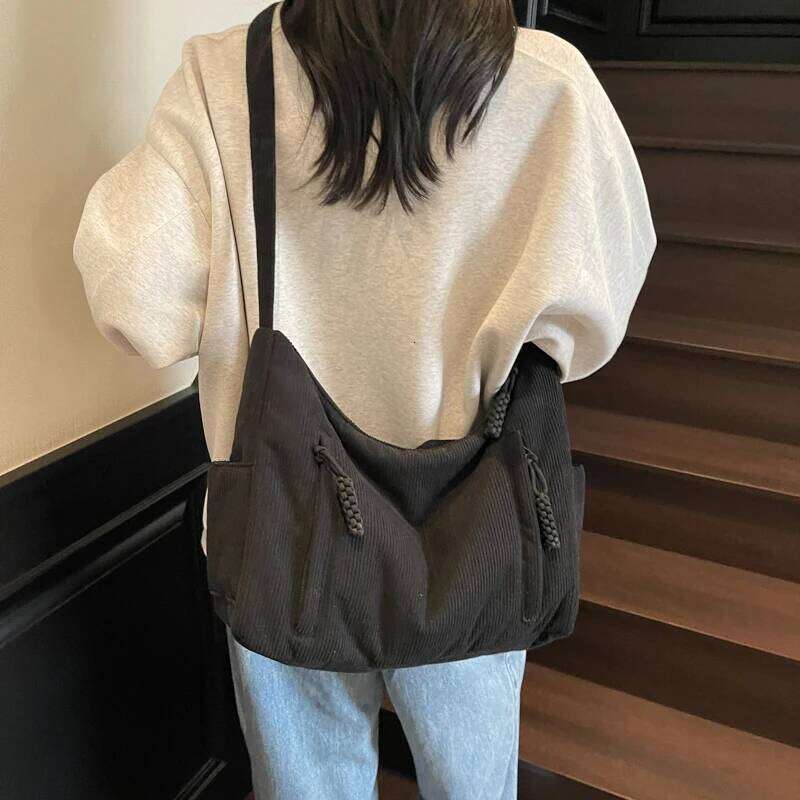 2025 Nnew Fashion Corduroy Shoulder Bags Large Capacity Women's Crossbody Bag Soft Casual Tote Handbag for Travel Work Daily Use Z260224