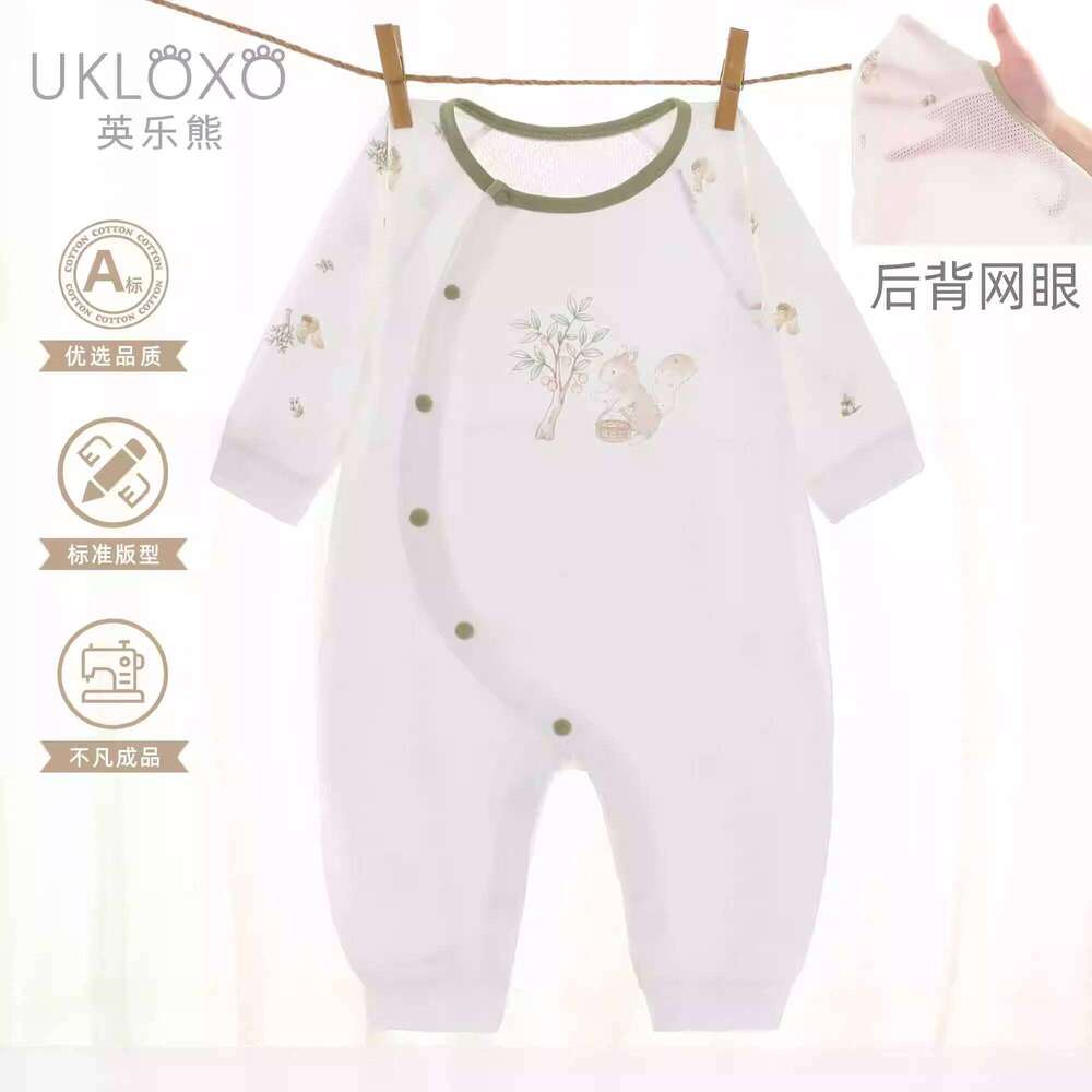 Long Sleeve Bias Button Closure Summer Air Conditioner Baby Clothes Crawler Suit Infant Clothing 26H0224