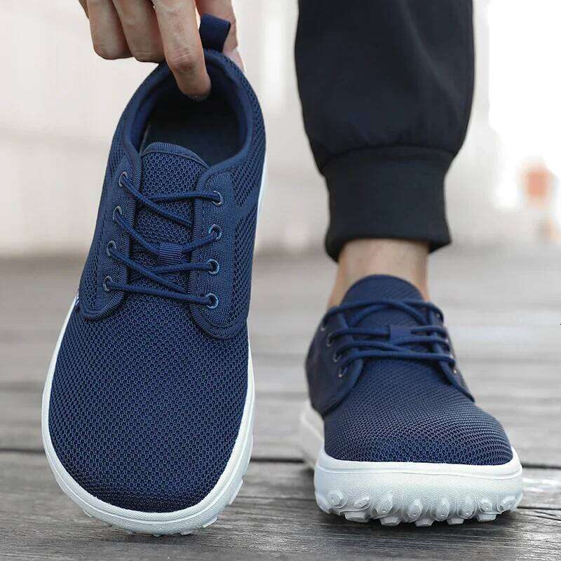 Mesh Wide Toe Minimalist Comfortable Lightweight Walking Shoes Daily Outdoor Breathable Travel Men's Flat Sneakers