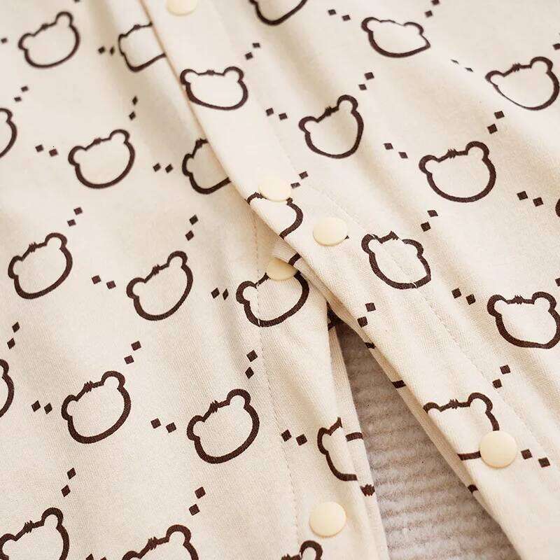 Spring Autumn Boys And Girls Cute Little Bear Full Print Cotton Comfortable Casual Long Sleeve Baby Bodysuit 26Y0224