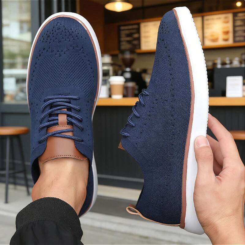 Comfortable Men's Knit Sports Shoes Soft Sole Breathable Lightweight Non-slip Casual Sneakers for Walking Running Indoor Outdoor