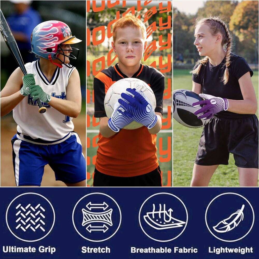 HANDLANDY Youth American Boys, Sticky Wide Receiver for Kids, Rugby Football Gloves 26H0224