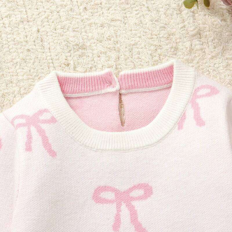 White Baby Girl Romper Knitted Fashion Long Sleeve Newborn Infantil Bowknot Pattern Jumpsuits Outfits Children Clothes 26H0224