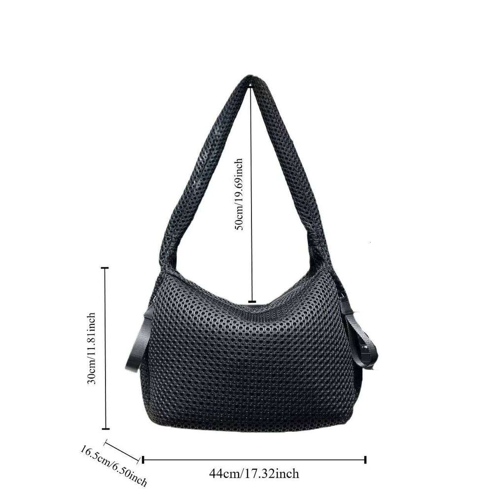 Ladies' fashionable mesh nylon lightweight diagonal cross with large capacity stitching casual shoulder bag Z260224
