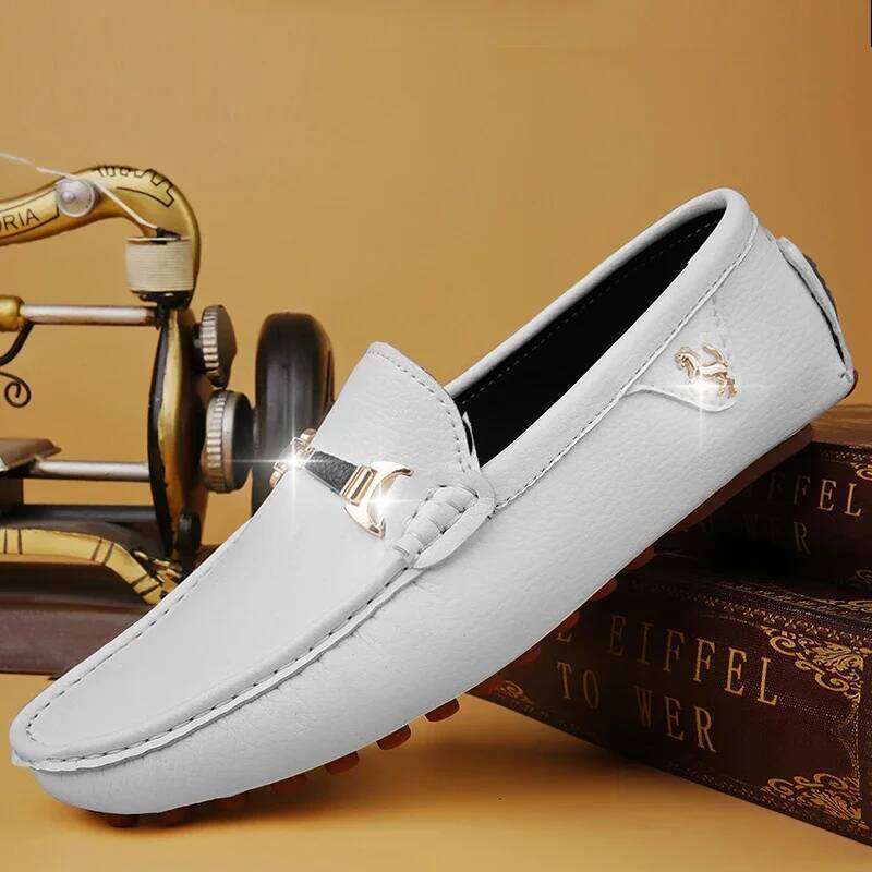 Men's Leather Drving Soft Comfortable Slip on Office Man Formal Shoes Wedding Party Casual Shoe Breath Lazy Loafers