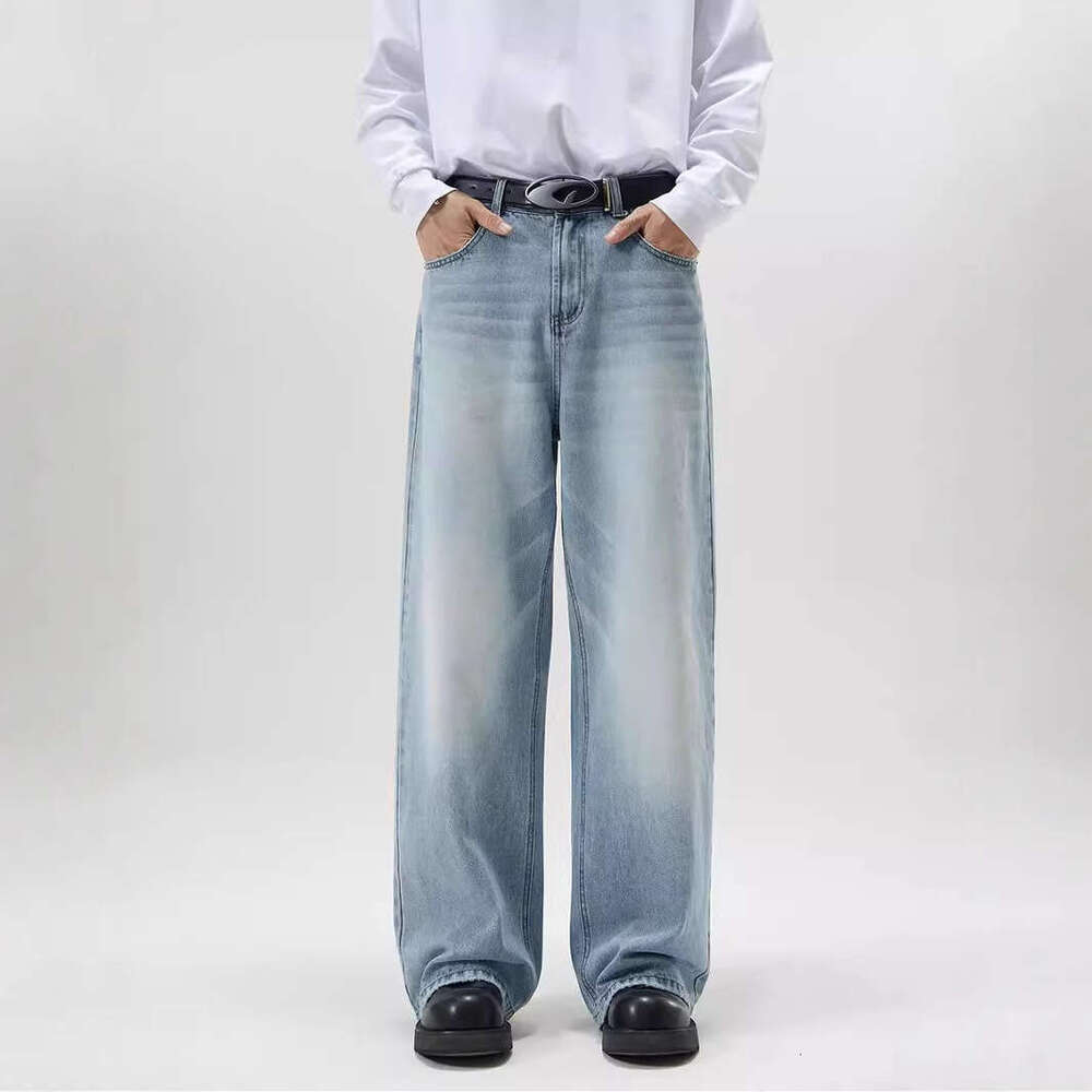 Men's direct sale straight loose casual youth business pants wide-leg jeans men's floor-length trousers
