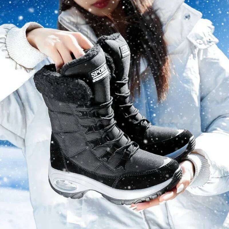 Winter Keep Warm High Quality Mid-Calf Snow Fashion Lace-up Comfortable Outdoor Waterproof Women Hiking Boots