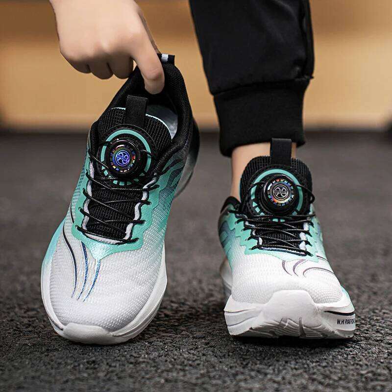 Four Season Kids Sneakers High-quality Ultra Light Anti Slip Button Up Training Comfort Girls Boys Outdoor Walk Run Shoes 26W0224