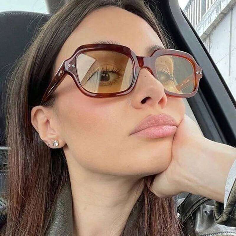 New Women Square Eyeglasses Retro Polygon Sunglasses Female Black Vintage Fashion Ladies Shades Double Beam Eyewear 26W0224