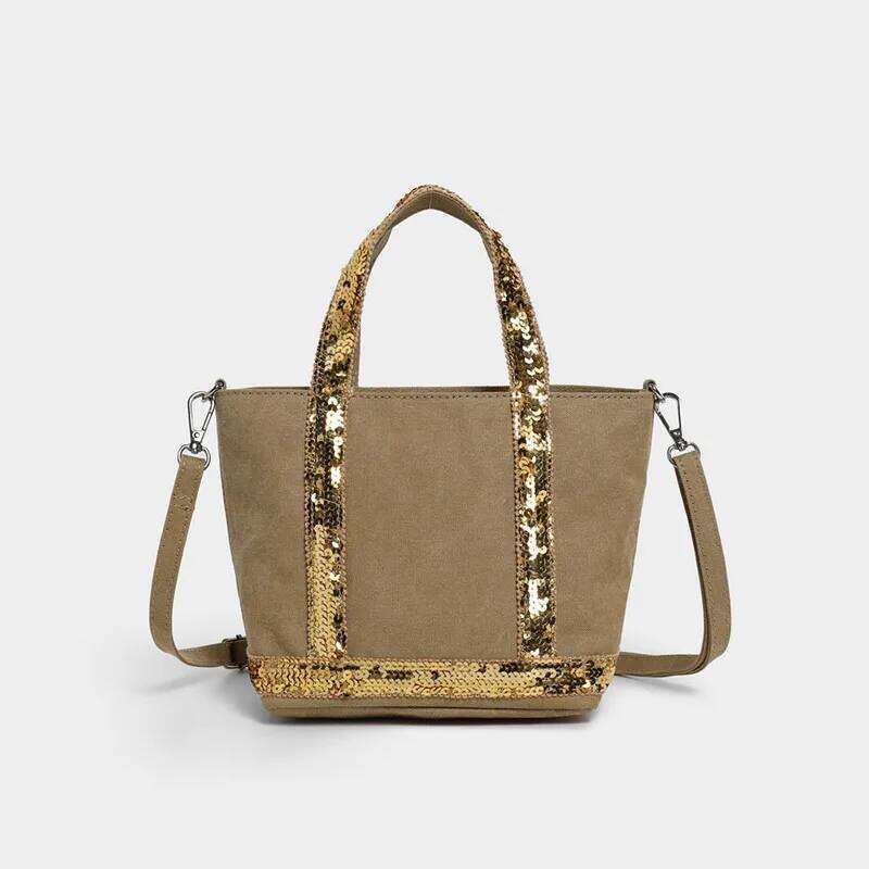 Brand Sequined Small Square Simple Retro Fashion Handbag Commute Travel Unisex Zipper Shoulder Messenger Canvas Bag Z260224