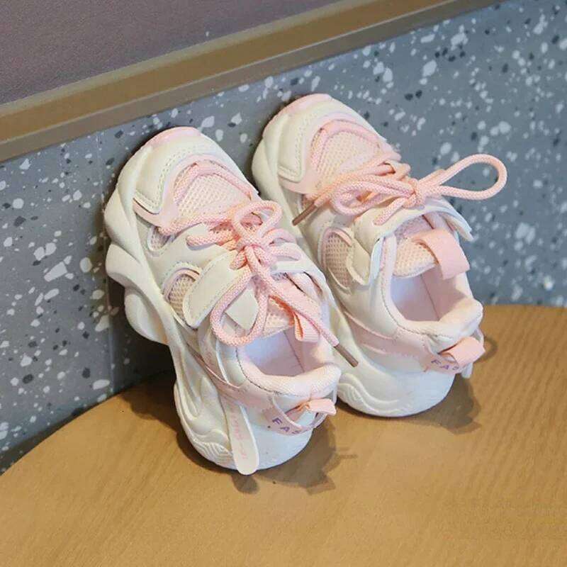 Girl Child Sport Shoe 2024 Spring Mesh Breathable Toddlers School Running Sneakers Fashion Non-slip Kids Boys Basketball Shoes 26W0224