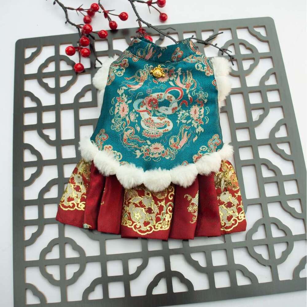 Pet Tang Suit Autumn Winter Dog Teddy Bichon Pomeranian Chinese New Year Cat Greeting Clothes