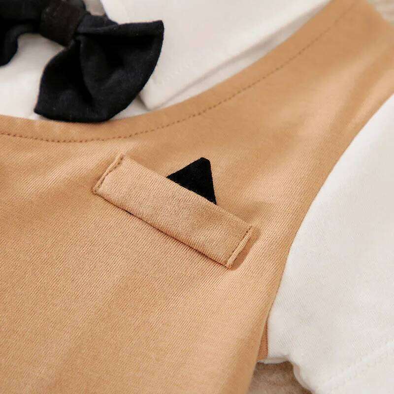 0-18 Baby Bodysuit Gentleman Style Handsome Formal Cotton Comfortable Soft Boys And Girls Summer Short Sleeved Newborn Clothes 26Y0224