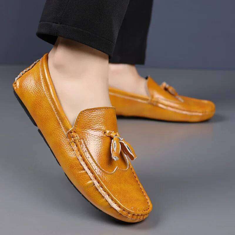 2024 Leather Men Footwear Slip on Man High Quality Wedding Party Mens Casual Shoes Breath Driving Lazy Loafers Moccasins