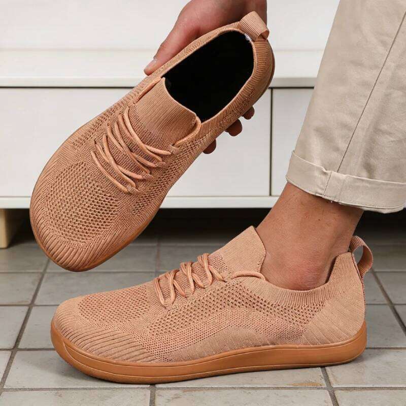 Wide Barefoot for Men Lightweight Breathable Mesh Lace Up Casual Walking Shoes Plus Size Couple Outdoor Sneakers