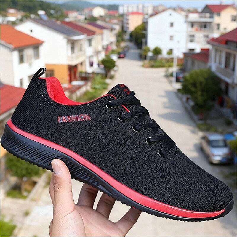 Walking Knit Fashion Casual Men Sneakers Solid Color Minimalist Breathable Athletic Lightweight Running Shoes