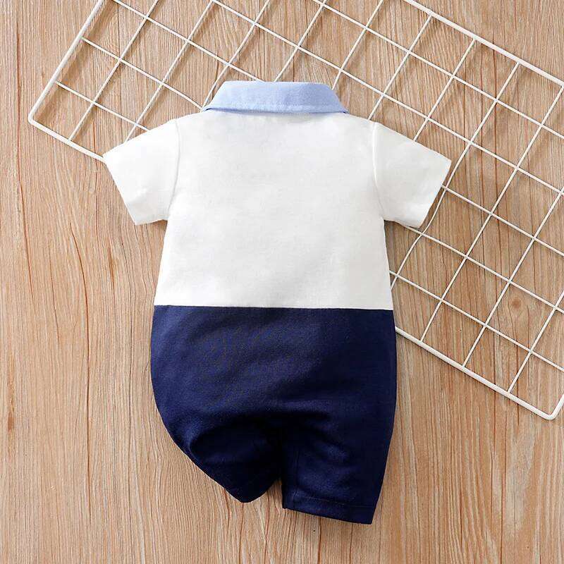 Newborn Clothes Party Gentleman Sea Anchor Embroidered Comfortable Soft Boy And Girl Summer Short Sleeved Baby Jumpsuit 26Y0224