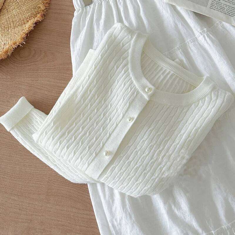 Elegant Long Sleeve Knitwear Tops Women Autumn Winter Single Breasted Sweater O Neck Thick Warm Knitted Cardigan Female 26L0224