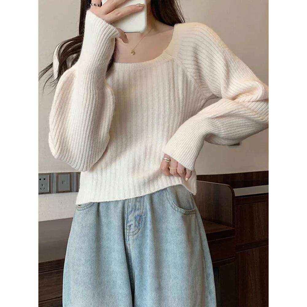Lazy side wind restoring ancient ways led lantern sleeve women cultivate one's morality show thin sweater niche western 26L0224