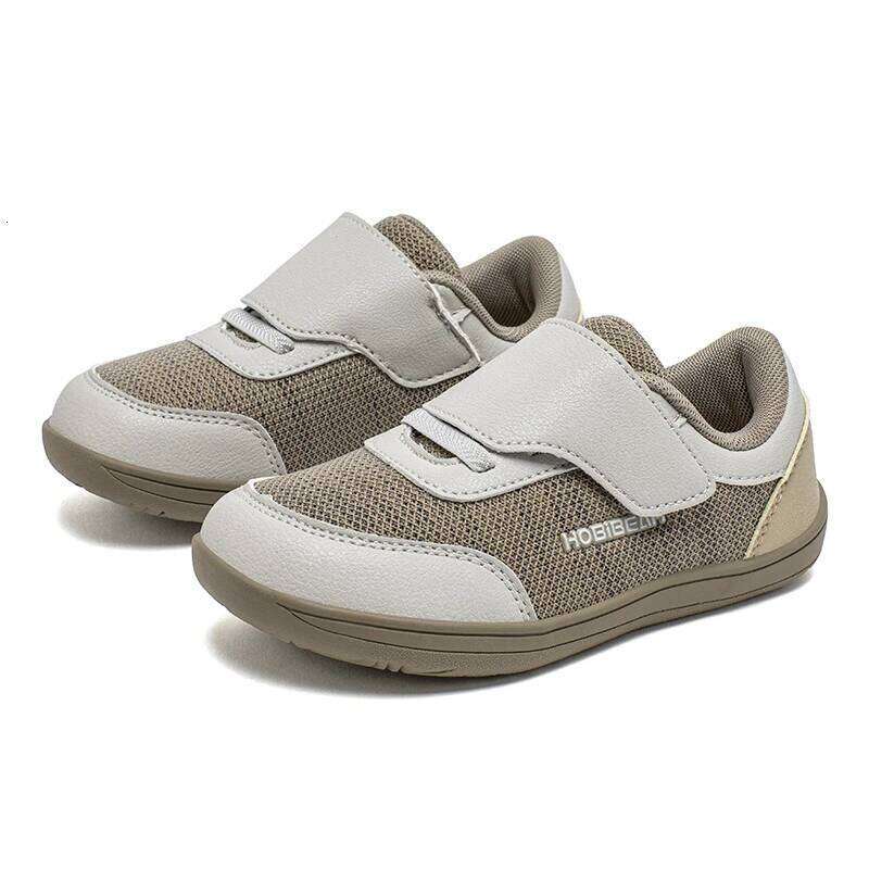 HOBIBEAR Wide Toe Barefoot Kids Minimalist Hook Loop Casual Sneakers Mesh Breathable Zero Drop Shoes 26W0224