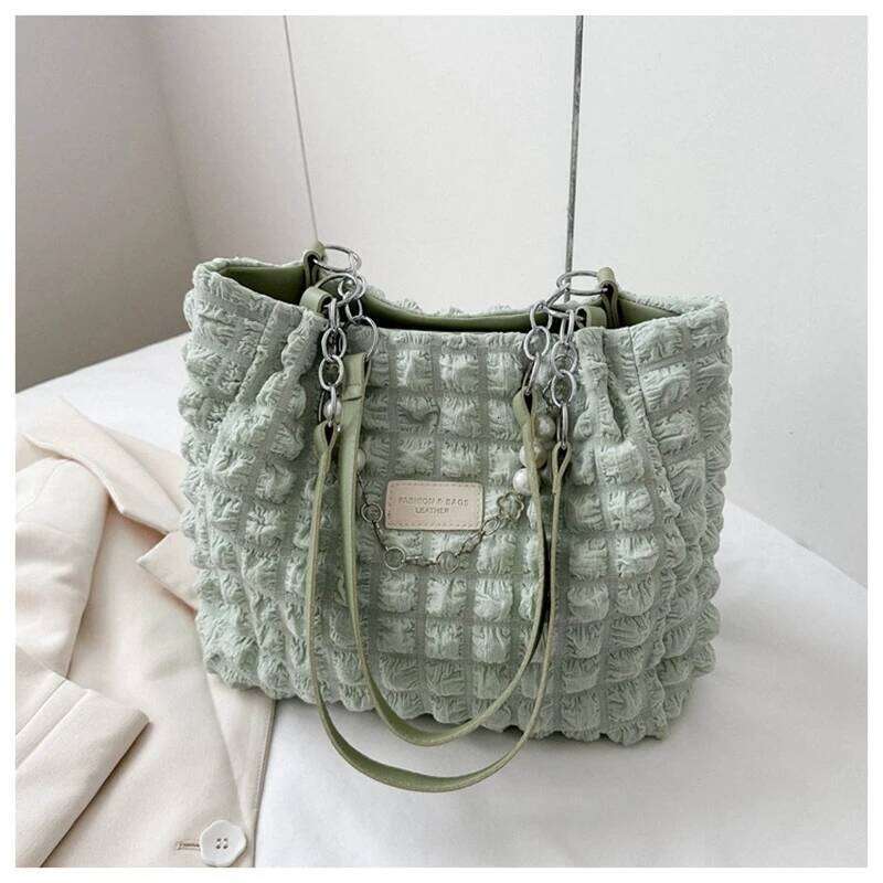 Casual Women Bag Quilted Fashion Pleated Bubbles Cloud Shoulder Bags Large Capacit Tote Bucket Ruched Handbags Z260224