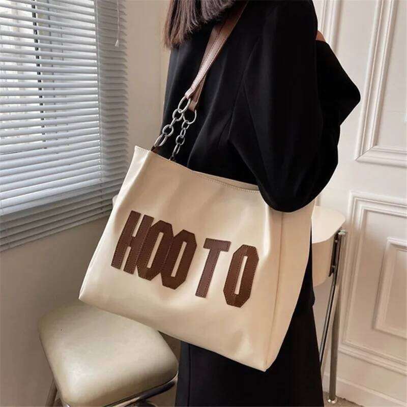 Solid Color Shoulder Trendy Letters Tote Bag, Canvas Handbag for Women, Office,College,Work,Travel Hand Bags Bolsa Z260224