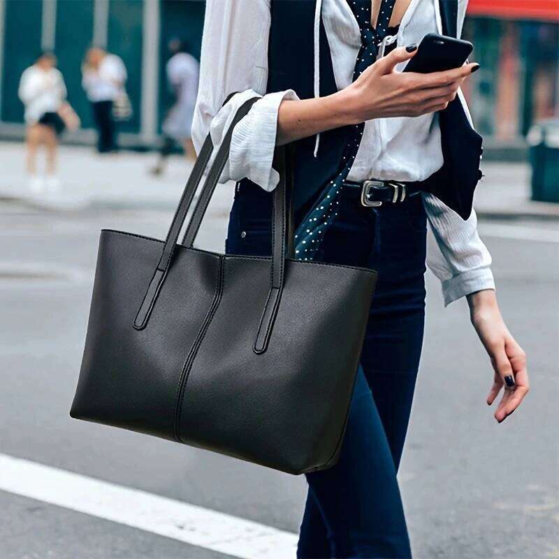Large-Capacity Fashionable Solid-Color New Style Women's Versatile Minimalist Shoulder, Handheld & Tote Bag Z260224