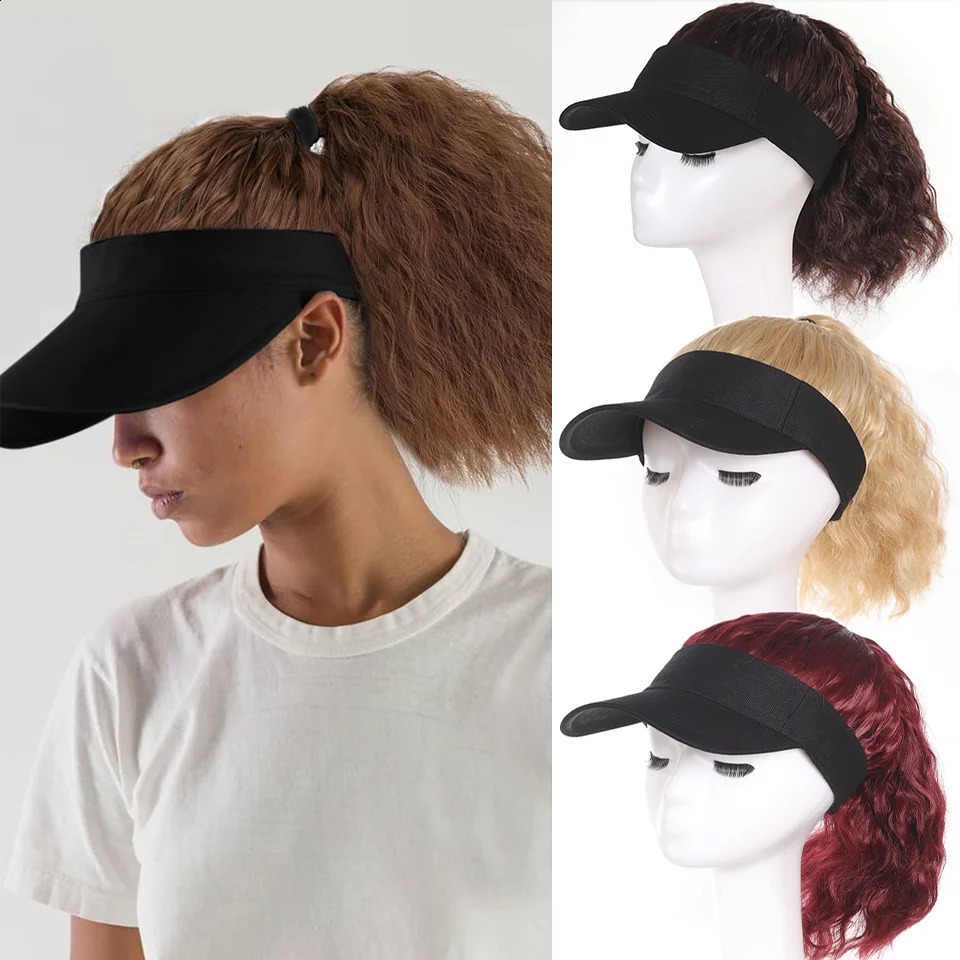 High Temperature Fiber Synthetic Curly Wave Ponytail Wig with Adjustable Buckle Net Baseball Cap - Sporty for All People 260207