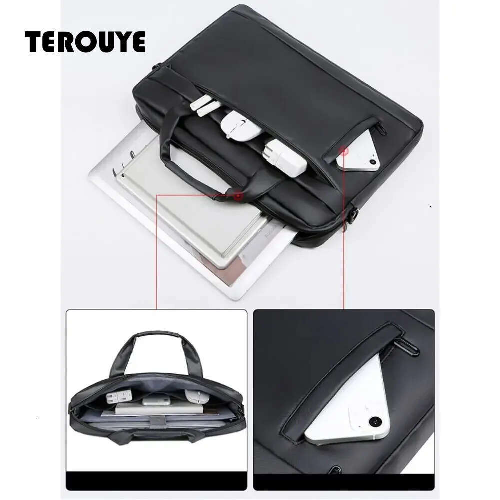 Men Briefcase Simple Business Shoulder Bag Messenger Bags Waterproof Office Handbag 15 Inch Laptop Bag TEROUYE