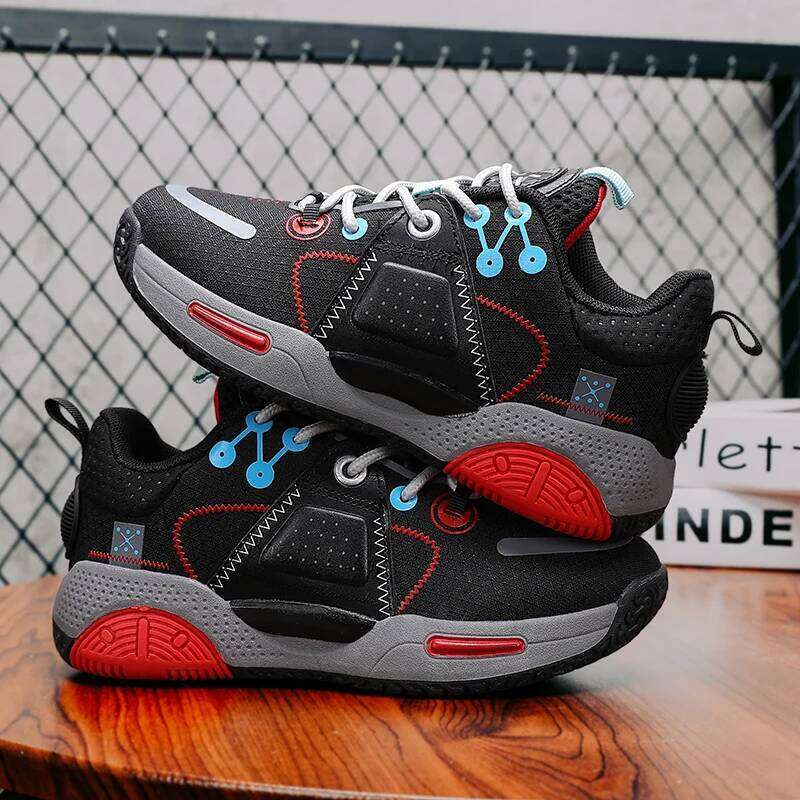 Teen High Top Comfort Breathe Anti Slip Rubber Sports Shoes Soft Soled Training Basketball Boots for Kids 26W0224