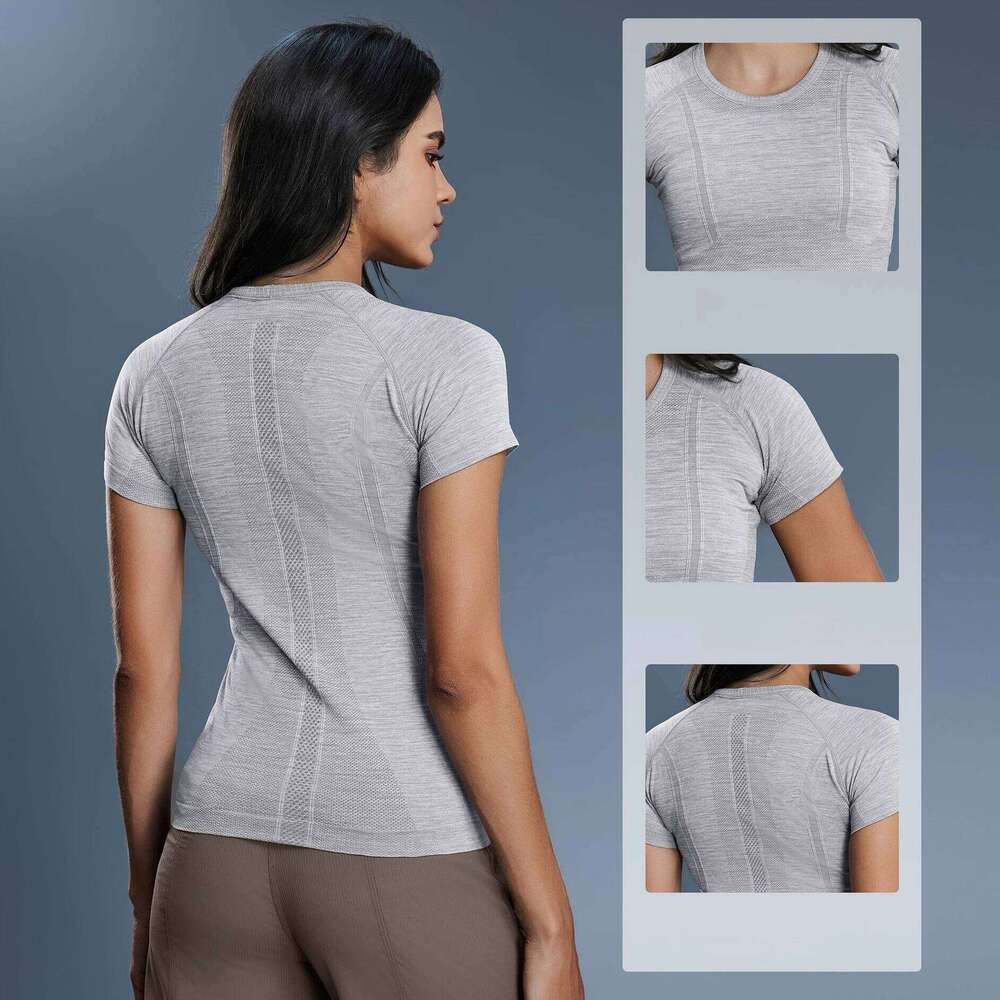 Spring Summer Women's Yoga Short-sleeve Round-neck Workout Tops Sports T-shirt Breathable Running Fitness Slim Fit Gym Top 26Y0224