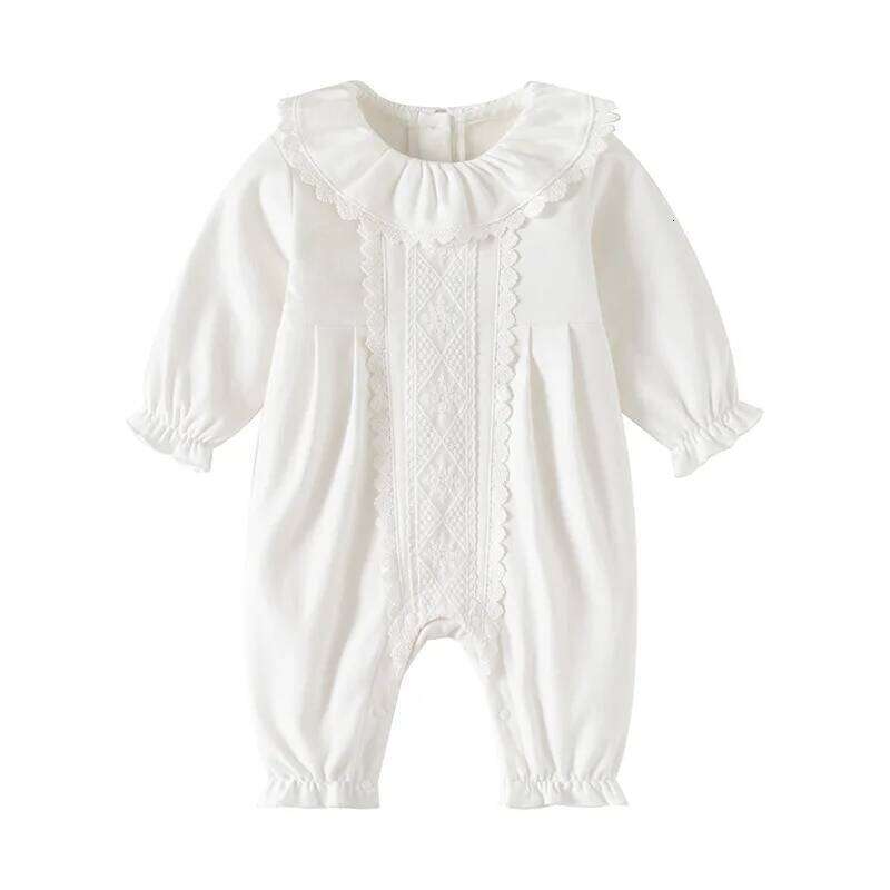 Lace Flowers Cotton Newborn Baby Girl Rompers for Spring Autumn Princess Toddler Girls Jumpsuits Clothes 26H0224
