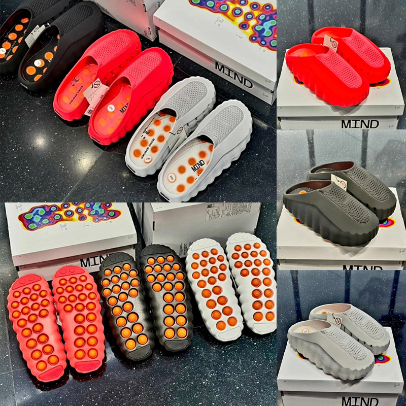 Desginer Slides nikemind 001 Slide Rubber Tech Comfort Slippers 002 Running Bone White Red Black Light Smoke Grey Mens Womens Mind001 Summer Fashion Beach shoes