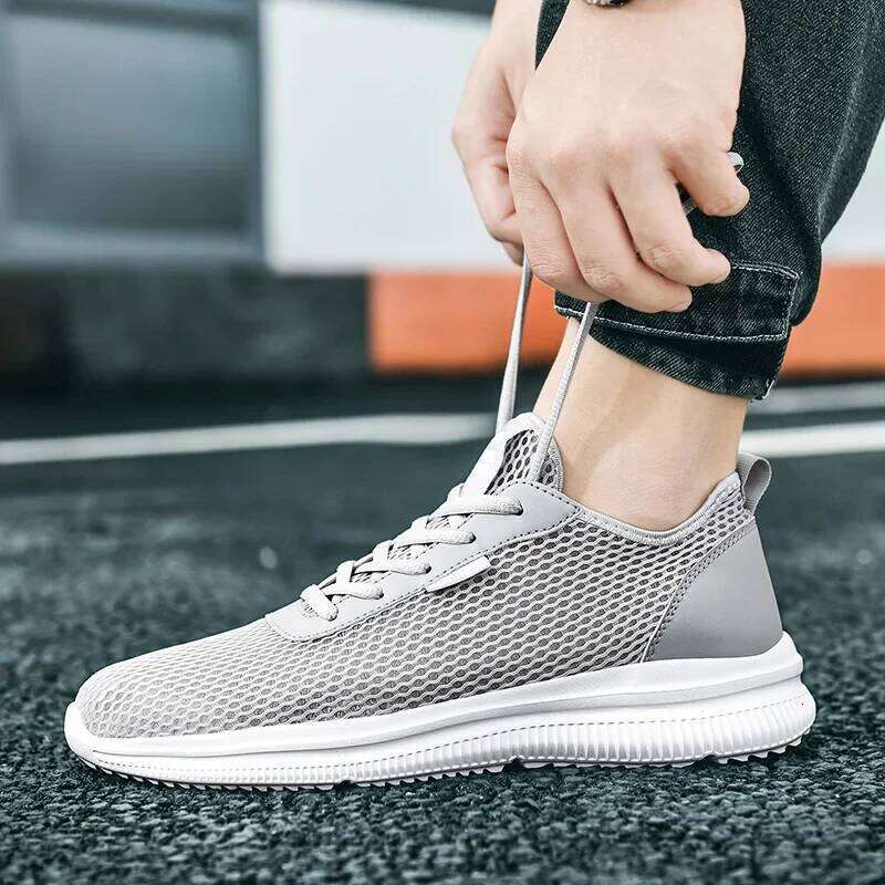 MAEDEF Summer Mesh Men's Sneakers Breathable Lightweight Mens Casual Lace-Up Walking Footwear Comfortable Man Shoes