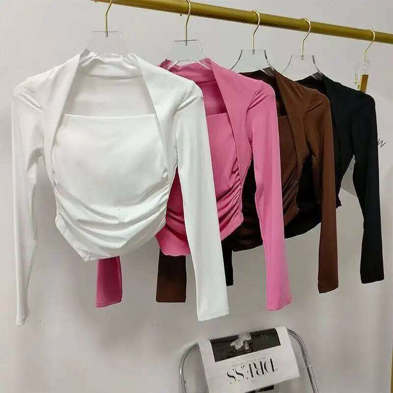 Women's Fixed-Pad Yoga Wear, Tight-Fitting, Slimming Sports Long-Sleeve Top, Running, Fitness, Pilates Training Apparel 26Y0223