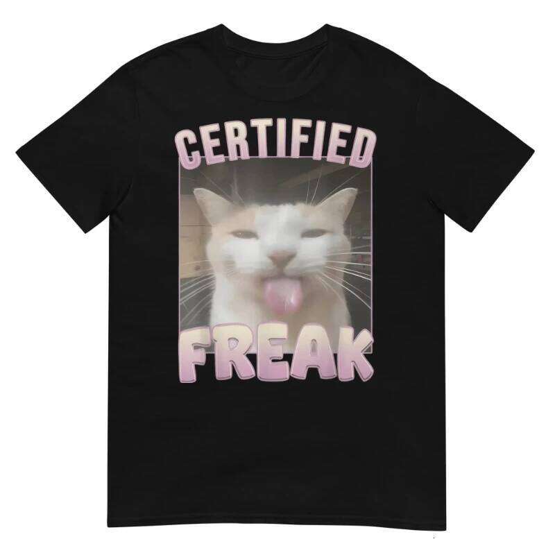 Certified Freak Funny Cat T-shirt Unisex Men Women Fashion Big Size Top Short Sleeve Letter Print Tee Hot-selling H260224