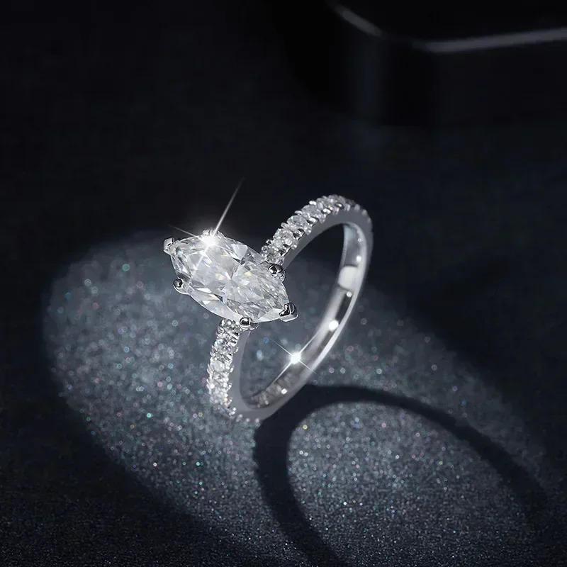 FEOBUR 2CT Marquise Cut Full Engagement Rings for Women 925 Sterling Silver Lab Diamond Wedding Ring Jewelry GRA 260124